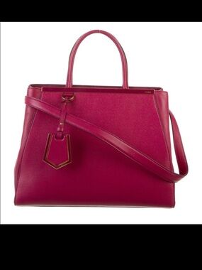 Fendi Medium 2Jours Fuchsia Pink Leather Satchel Tote
